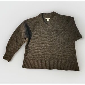 Liz Claiborne Gray Sweater Diamond Ribbed Crisscross Pattern Cozy Chunky Knit XL